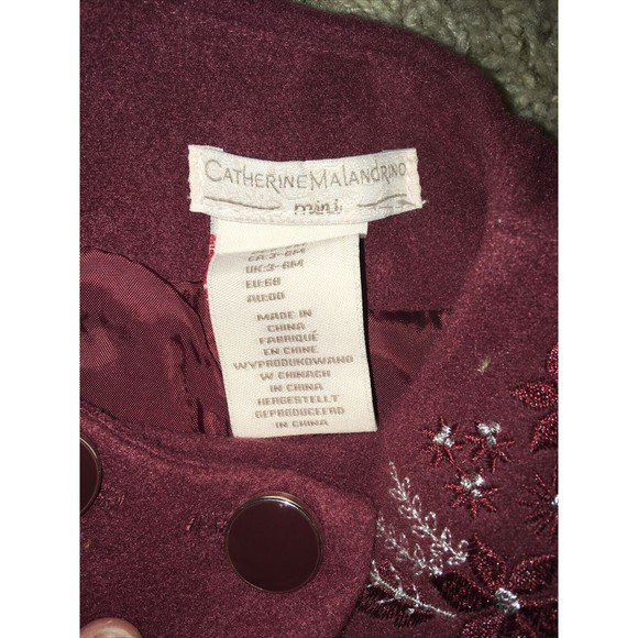 Catherine Malandrino Mini Baby Girl 3-6 Months Plum Pea Coat Winter jacket - Picture 3 of 3